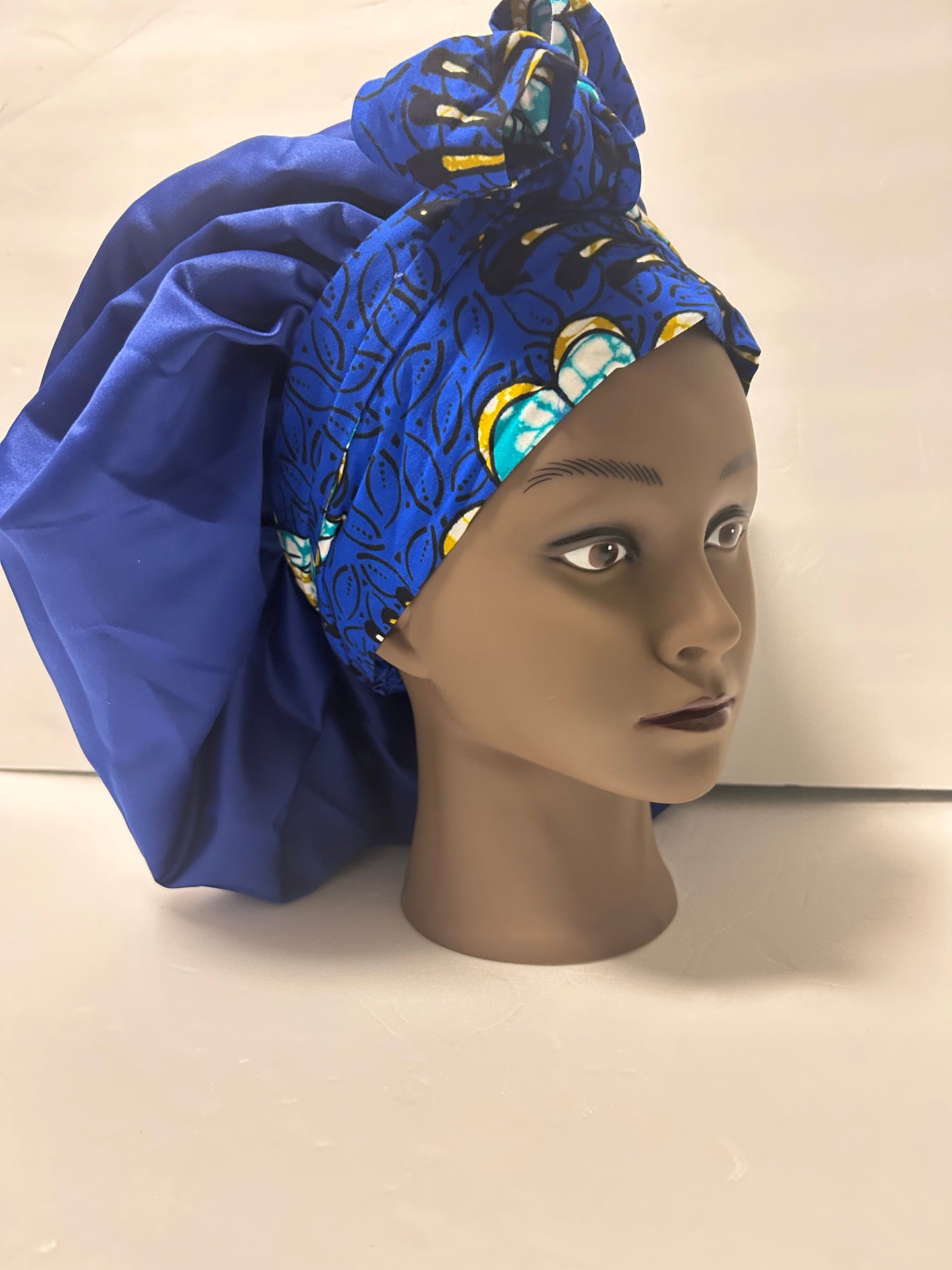 Maxi Double Tie African print and Satin Bonnets
