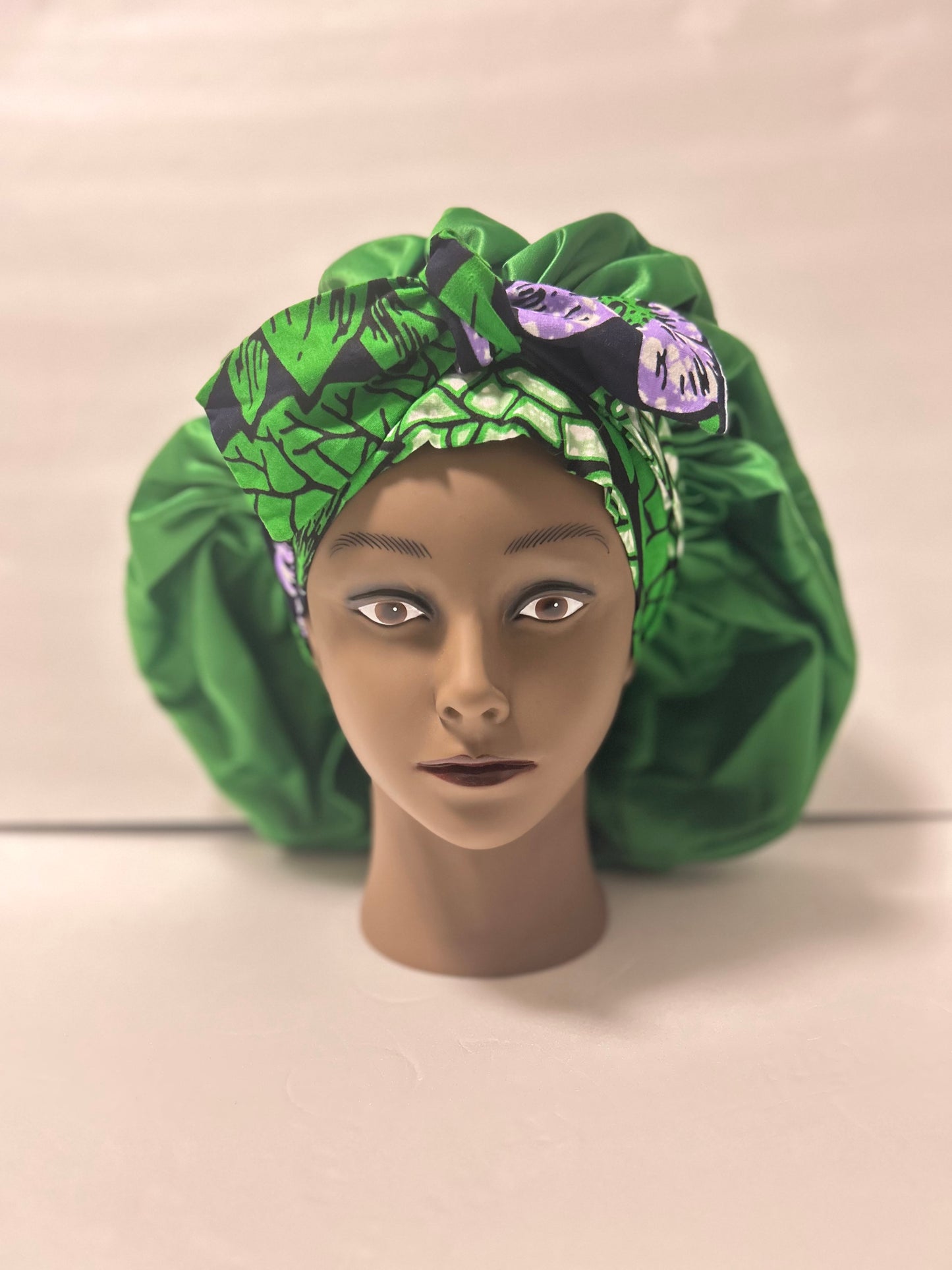 Maxi Double Tie African print and Satin Bonnets
