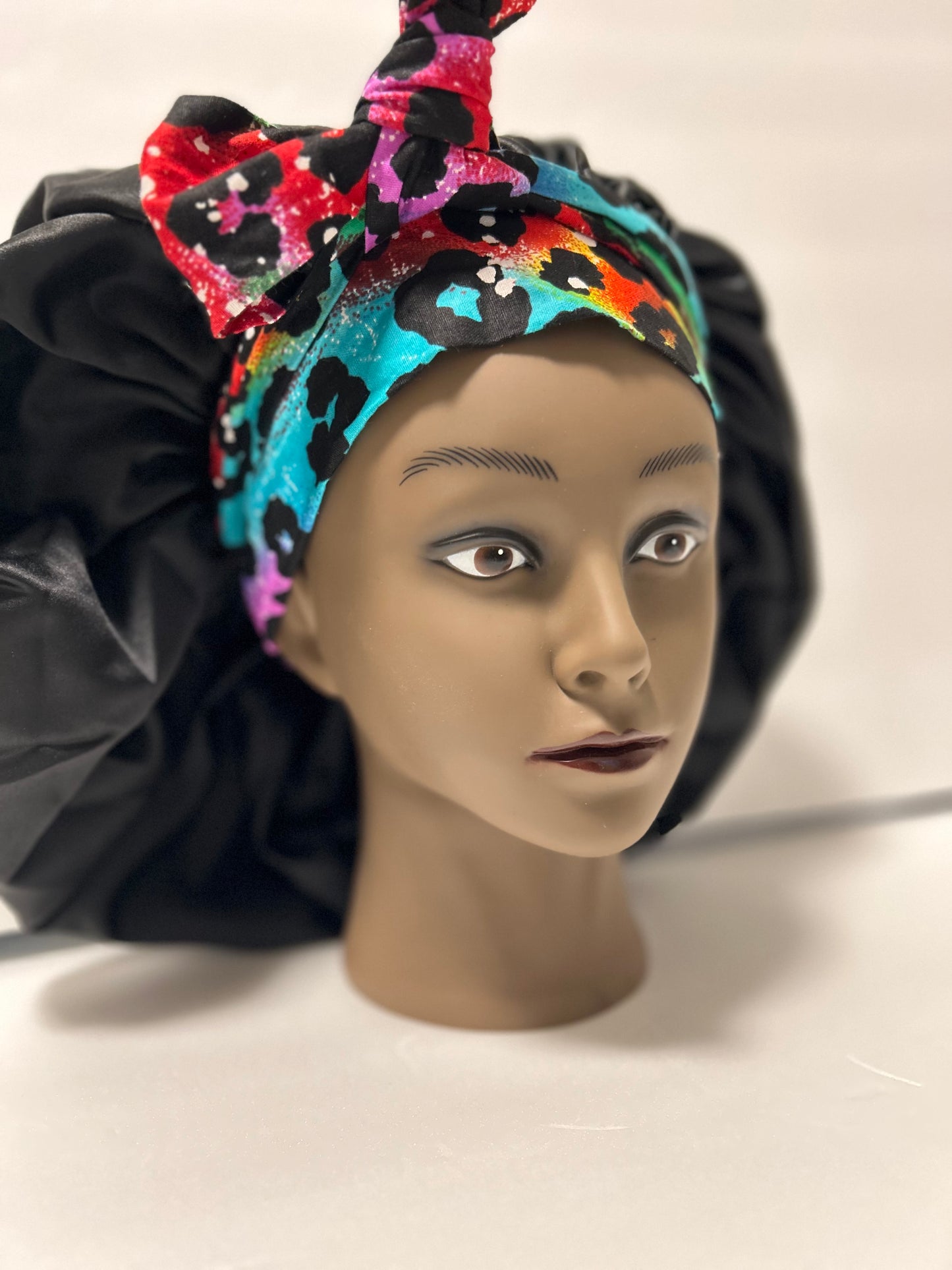 Maxi Double Tie African print and Satin Bonnets