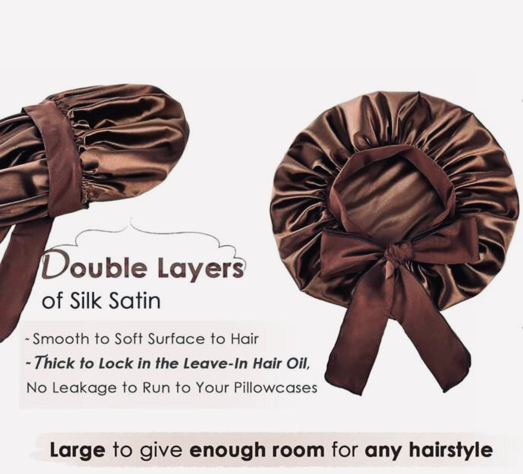 Double Tie Stretchy Silk Bonnet