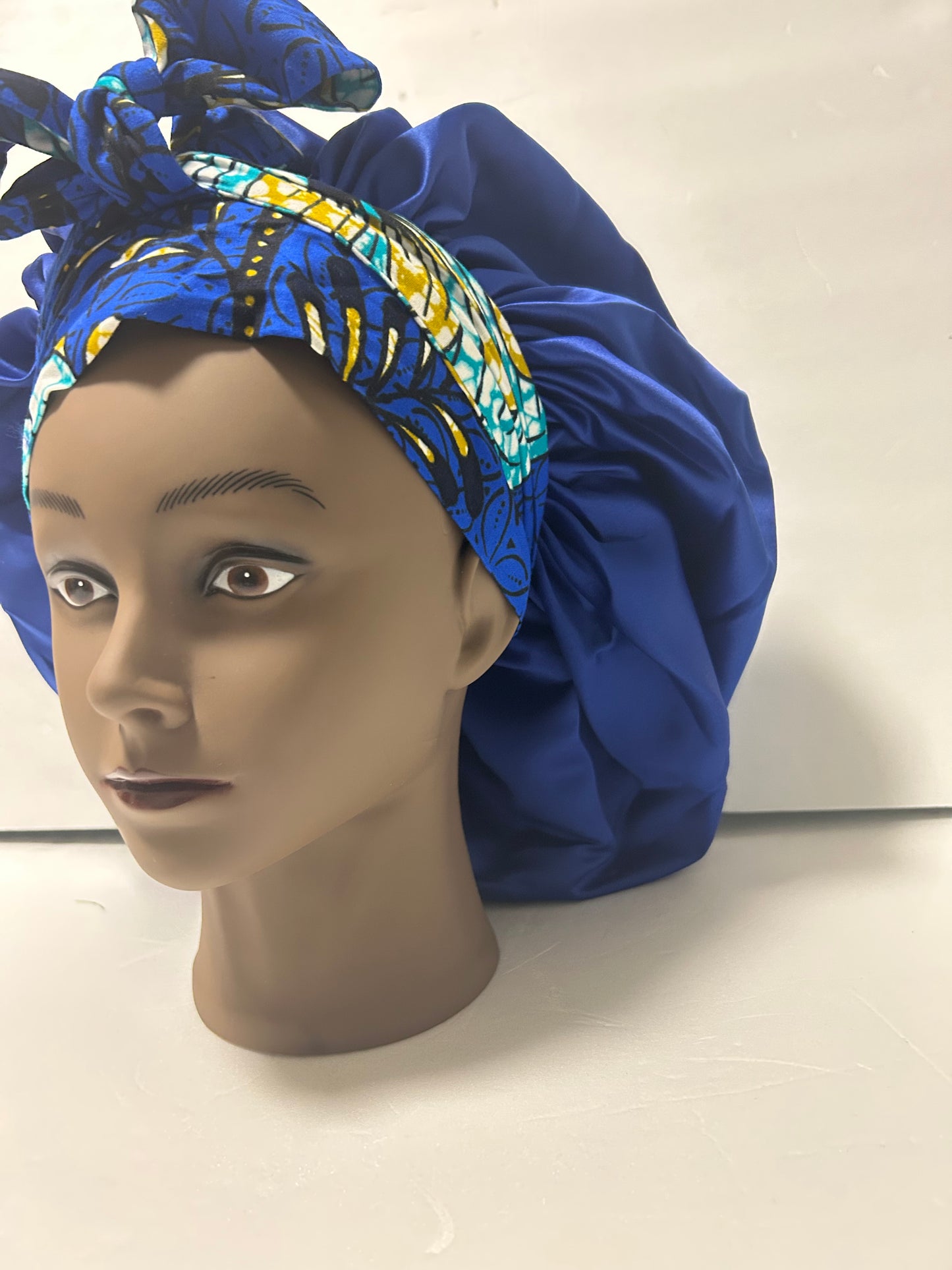 Maxi Double Tie African print and Satin Bonnets