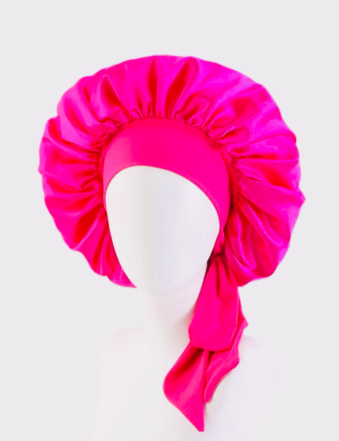 Double tie long stretchy silk bonnet