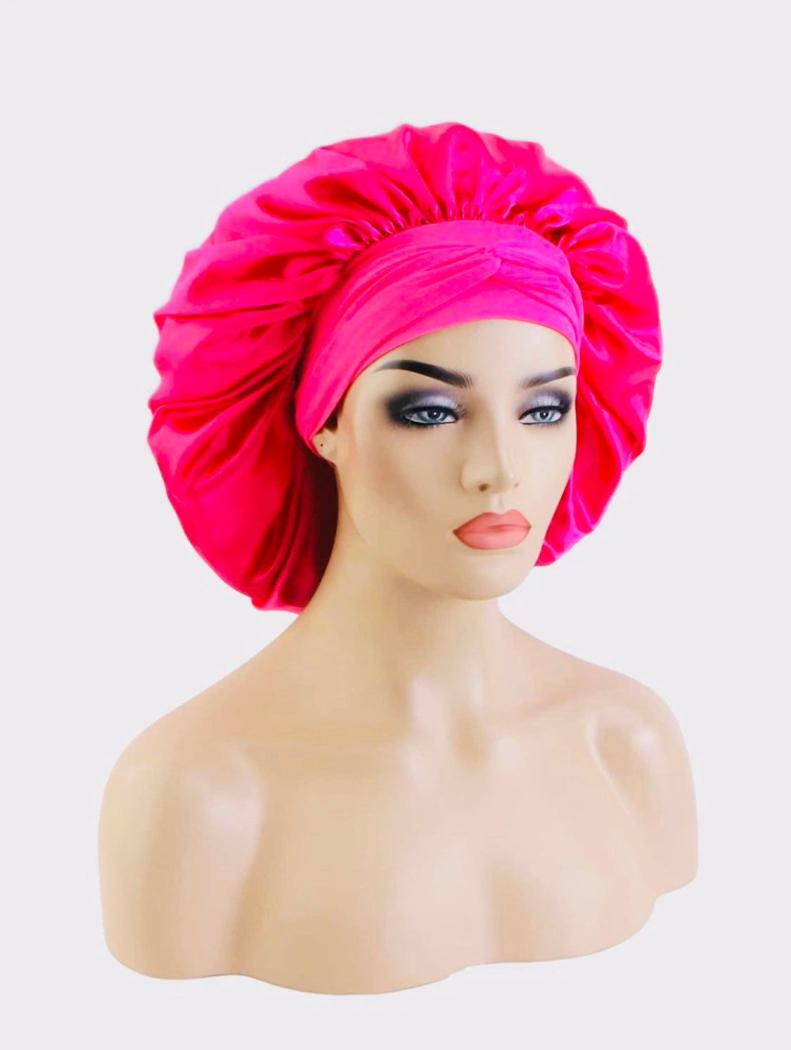 Double tie long stretchy silk bonnet