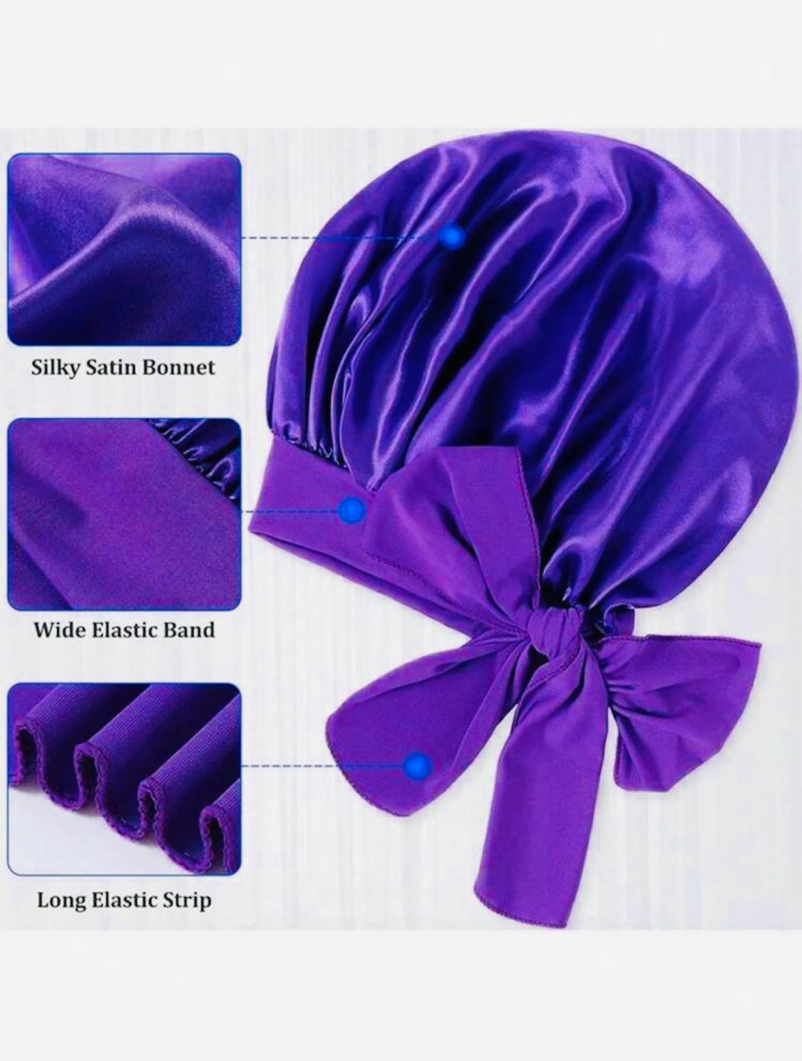 Double tie long stretchy silk bonnet