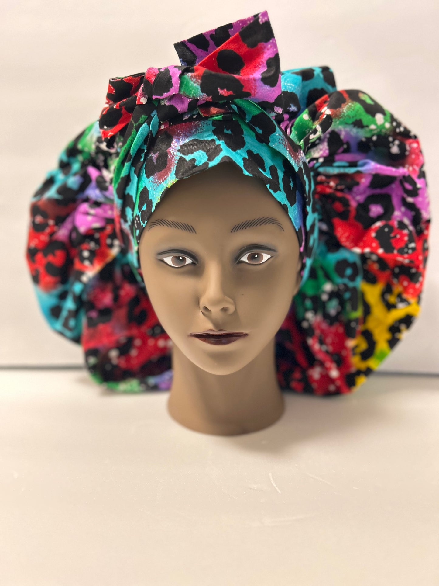 Maxi Double Tie African print and Satin Bonnets
