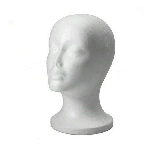 Mannequin Head : White Styrofoam Foam for Wig display